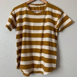 Medium Madewell mustard cream striped tee shirt